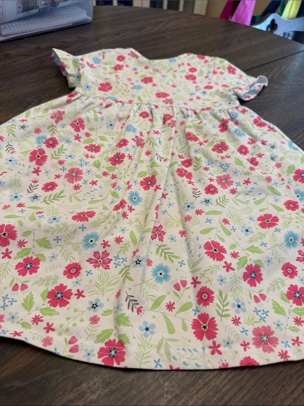 Jellybean Size 5 Girls' Floral Pocket Dress - Pink & Blue